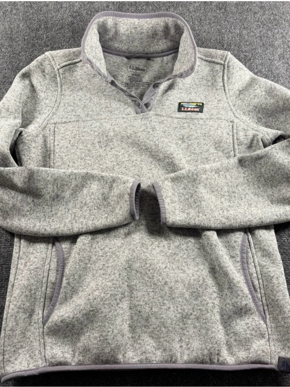 L.L. Bean Light Heather Gray Quarter-Snap Fleece Pullover